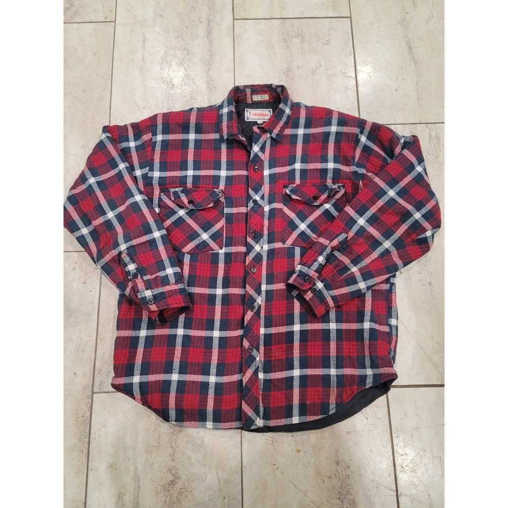 vintage 1980's distressed quilted lined flannel Shimari sports lumberjack